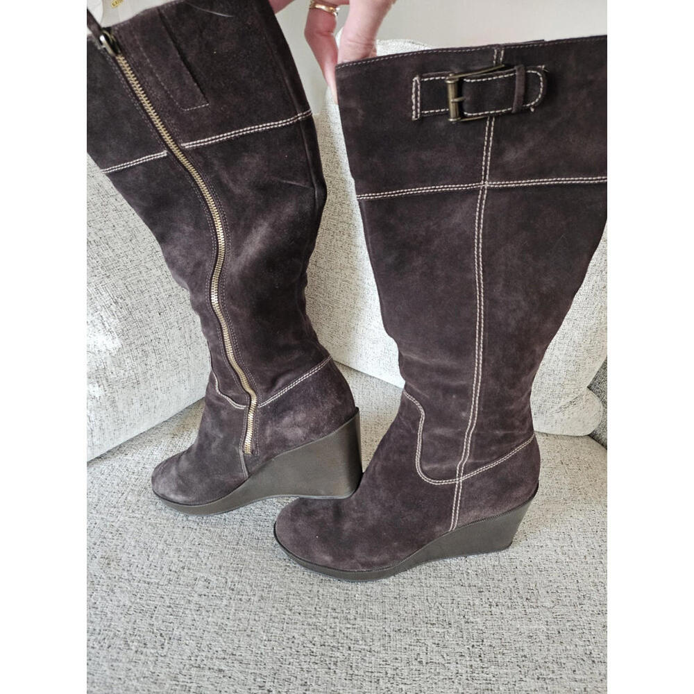Cole Haan Brown Suede Wedge Waterproof Boots Womens size 10.5